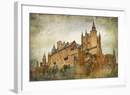 Medieval Castle Alcazar, Segovia,Spain- Picture In Paintig Style-Maugli-l-Framed Art Print