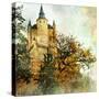 Medieval Castle Alcazar, Segovia,Spain- Picture In Painting Style-Maugli-l-Stretched Canvas