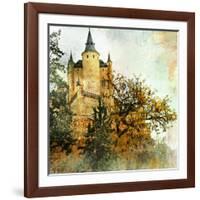 Medieval Castle Alcazar, Segovia,Spain- Picture In Painting Style-Maugli-l-Framed Art Print