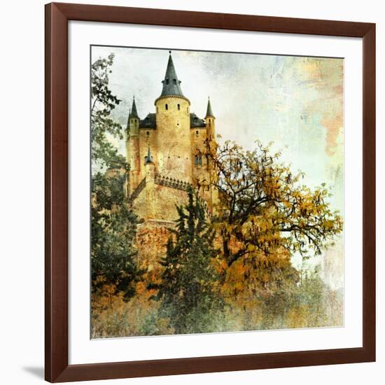 Medieval Castle Alcazar, Segovia,Spain- Picture In Painting Style-Maugli-l-Framed Art Print