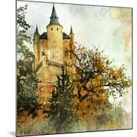 Medieval Castle Alcazar, Segovia,Spain- Picture In Painting Style-Maugli-l-Mounted Art Print