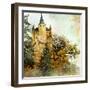 Medieval Castle Alcazar, Segovia,Spain- Picture In Painting Style-Maugli-l-Framed Art Print