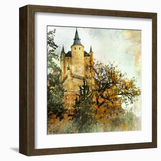 Medieval Castle Alcazar, Segovia,Spain- Picture In Painting Style-Maugli-l-Framed Art Print