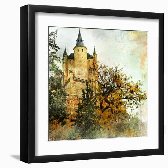 Medieval Castle Alcazar, Segovia,Spain- Picture In Painting Style-Maugli-l-Framed Art Print