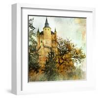 Medieval Castle Alcazar, Segovia,Spain- Picture In Painting Style-Maugli-l-Framed Art Print