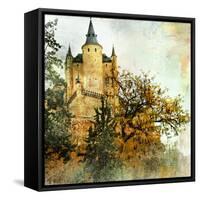 Medieval Castle Alcazar, Segovia,Spain- Picture In Painting Style-Maugli-l-Framed Stretched Canvas