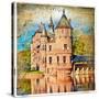 Medieval Castle - Artwork In Painting Style (From My Castles Collection)-Maugli-l-Stretched Canvas