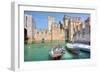 Medieval Castle on Lake Garda in Sirmione, Northern Italy.-rglinsky-Framed Photographic Print