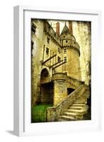 Medieval Castle- Picture In Retro Style-Maugli-l-Framed Art Print