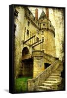 Medieval Castle- Picture In Retro Style-Maugli-l-Framed Stretched Canvas