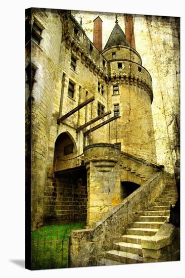 Medieval Castle- Picture In Retro Style-Maugli-l-Stretched Canvas