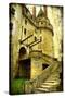 Medieval Castle- Picture In Retro Style-Maugli-l-Stretched Canvas