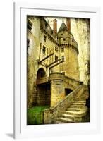 Medieval Castle- Picture In Retro Style-Maugli-l-Framed Art Print