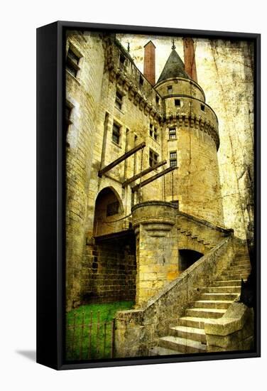Medieval Castle- Picture In Retro Style-Maugli-l-Framed Stretched Canvas