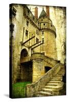 Medieval Castle- Picture In Retro Style-Maugli-l-Stretched Canvas