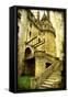 Medieval Castle- Picture In Retro Style-Maugli-l-Framed Stretched Canvas