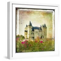 Medieval Castle - Retro Style Picture With Artistic Border-Maugli-l-Framed Art Print