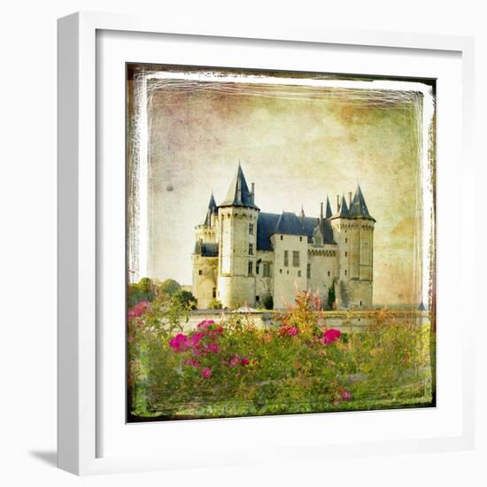 Medieval Castle - Retro Style Picture With Artistic Border-Maugli-l-Framed Art Print