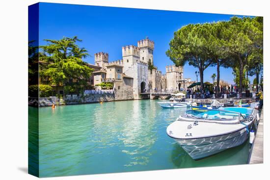 Medieval Castle Scaliger in Old Town Sirmione on Lake Lago Di Ga-Maugli-l-Stretched Canvas