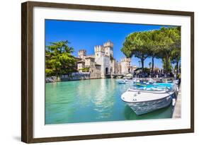 Medieval Castle Scaliger in Old Town Sirmione on Lake Lago Di Ga-Maugli-l-Framed Photographic Print