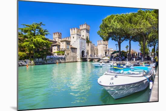 Medieval Castle Scaliger in Old Town Sirmione on Lake Lago Di Ga-Maugli-l-Mounted Photographic Print