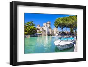 Medieval Castle Scaliger in Old Town Sirmione on Lake Lago Di Ga-Maugli-l-Framed Photographic Print