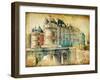 Medieval Castles of Old France -Artistic  Retro Styled Picture-Maugli-l-Framed Photographic Print