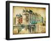 Medieval Castles of Old France -Artistic  Retro Styled Picture-Maugli-l-Framed Photographic Print