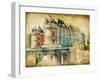 Medieval Castles of Old France -Artistic  Retro Styled Picture-Maugli-l-Framed Photographic Print