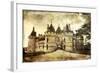 Medieval Chaumont Castle -  Picture in Retro Style  (More Castles in My Gallery)-Maugli-l-Framed Art Print