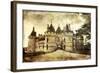 Medieval Chaumont Castle -  Picture in Retro Style  (More Castles in My Gallery)-Maugli-l-Framed Art Print