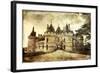 Medieval Chaumont Castle -  Picture in Retro Style  (More Castles in My Gallery)-Maugli-l-Framed Art Print