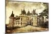 Medieval Chaumont Castle -  Picture in Retro Style  (More Castles in My Gallery)-Maugli-l-Mounted Art Print