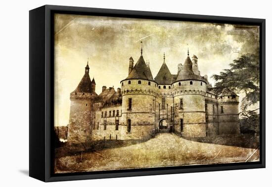 Medieval Chaumont Castle -  Picture in Retro Style  (More Castles in My Gallery)-Maugli-l-Framed Stretched Canvas