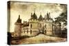 Medieval Chaumont Castle -  Picture in Retro Style  (More Castles in My Gallery)-Maugli-l-Stretched Canvas