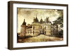 Medieval Chaumont Castle -  Picture in Retro Style  (More Castles in My Gallery)-Maugli-l-Framed Art Print