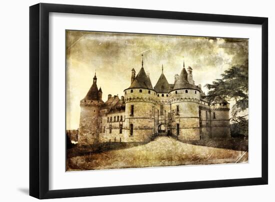 Medieval Chaumont Castle -  Picture in Retro Style  (More Castles in My Gallery)-Maugli-l-Framed Art Print