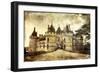 Medieval Chaumont Castle -  Picture in Retro Style  (More Castles in My Gallery)-Maugli-l-Framed Art Print