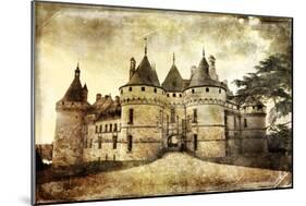 Medieval Chaumont Castle -  Picture in Retro Style  (More Castles in My Gallery)-Maugli-l-Mounted Art Print