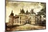 Medieval Chaumont Castle -  Picture in Retro Style  (More Castles in My Gallery)-Maugli-l-Mounted Premium Giclee Print