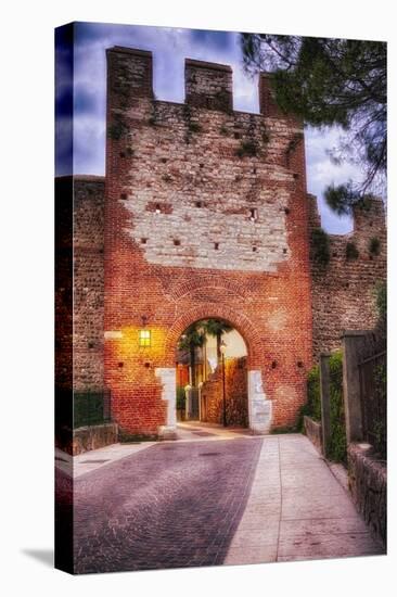 Medieval City Gate At Night, Lazise, Italy-George Oze-Stretched Canvas
