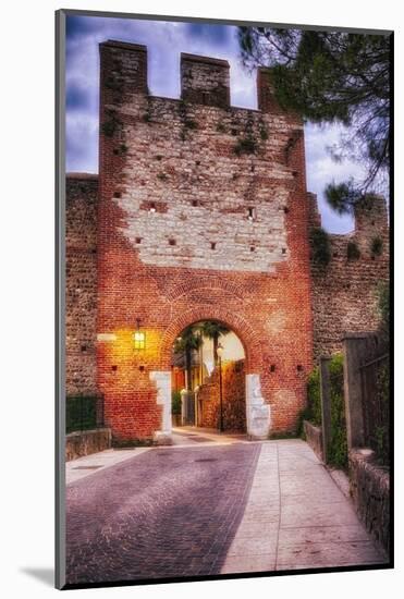 Medieval City Gate At Night, Lazise, Italy-George Oze-Mounted Photographic Print