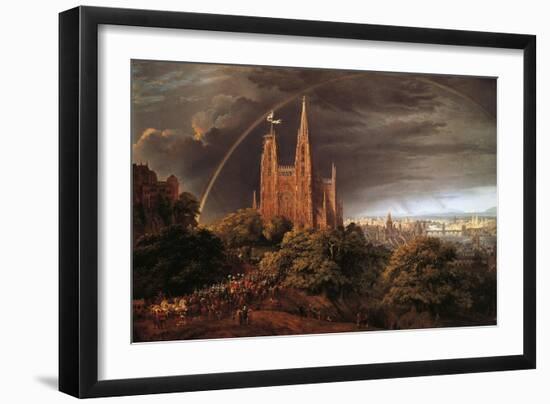 Medieval City on Banks of River-Karl Friedrich Schinkel-Framed Giclee Print