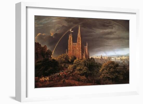 Medieval City on Banks of River-Karl Friedrich Schinkel-Framed Giclee Print