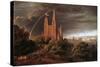 Medieval City on Banks of River-Karl Friedrich Schinkel-Stretched Canvas