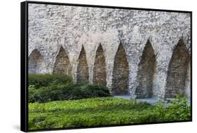 Medieval city wall in the old town, Tallinn, Estonia-Keren Su-Framed Stretched Canvas