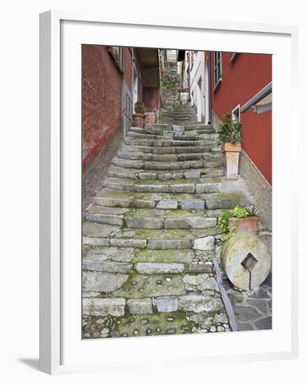 Medieval Cobbled Back Streets of Varenna, Lake Como, Lombardy, Italy, Europe-Peter Barritt-Framed Photographic Print