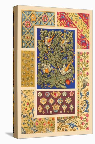 Medieval Design with Flowers-Racinet-Stretched Canvas