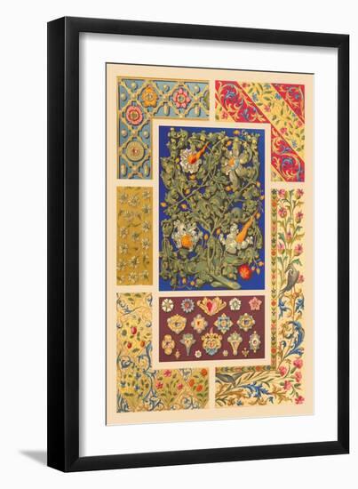 Medieval Design with Flowers-Racinet-Framed Art Print