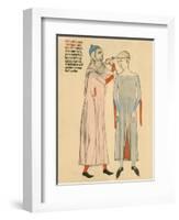 Medieval Doctor Cutting Open a Patient's Skull with a Hammer and Blade, 1300's-null-Framed Art Print